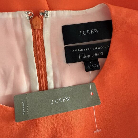 J. Crew Resume Sheath in Neon Orange Italian Stretch Wool Dress Sz 0 - Picture 7 of 11
